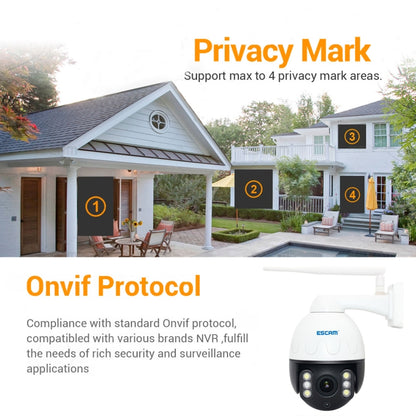 ESCAM Q5068 H.265 5MP Pan / Tilt / 4X ซูม WiFi กล้อง IP กันน้ำ, รองรับ ONVIF Two Way Talk & Night Vision, AU Plug, EU Plug, AU Plug, UK Plug, US Plug