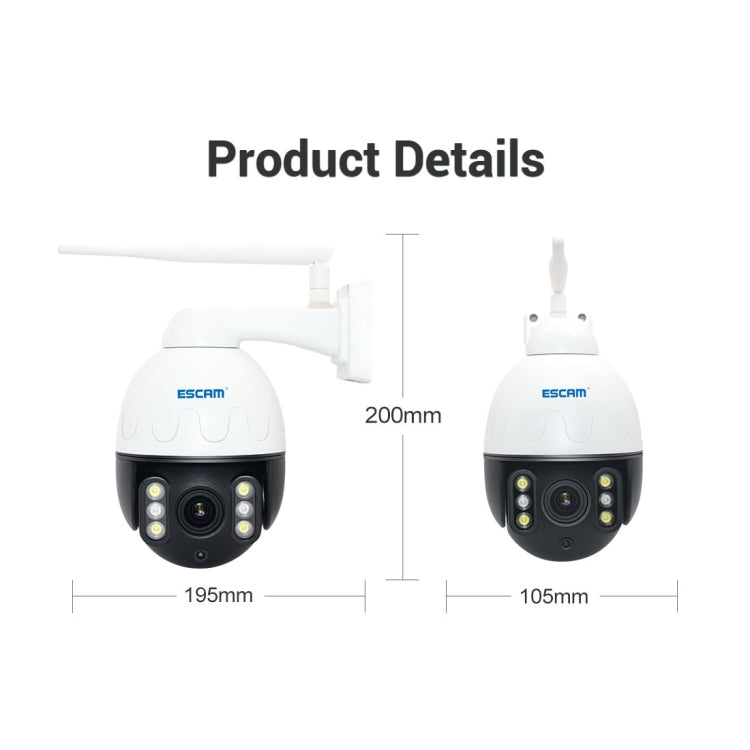 ESCAM Q5068 H.265 5MP Pan / Tilt / 4X ซูม WiFi กล้อง IP กันน้ำ, รองรับ ONVIF Two Way Talk & Night Vision, AU Plug, EU Plug, AU Plug, UK Plug, US Plug