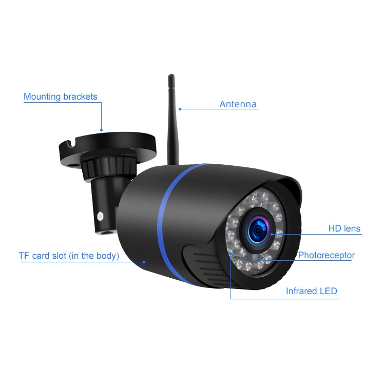 Q4 2.0 ล้านพิกเซล 1080P HD กล้อง IP ไร้สาย, รองรับการตรวจจับการเคลื่อนไหวและเสียงสองทางและอินฟราเรด Night Vision และการ์ด TF, ปลั๊ก US, Q4