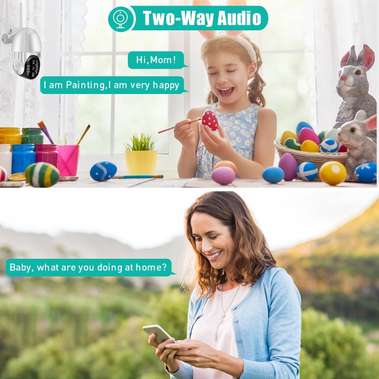 QX33 1080P Panoramic PTZ 360 องศาหมุนกล้อง WIFI รองรับทั้งกลางวันและกลางคืนสีเต็มรูปแบบและเสียงอินเตอร์คอมแบบสองทางและการตรวจจับการเคลื่อนไหวปลุกและการเล่นวิดีโอและการ์ด TF 64GB ปลั๊ก AU, QX33