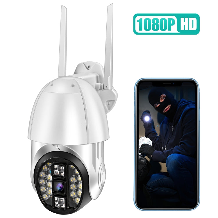 QX33 1080P Panoramic PTZ 360 องศาหมุนกล้อง WIFI รองรับทั้งกลางวันและกลางคืนสีเต็มรูปแบบและเสียงอินเตอร์คอมแบบสองทางและการตรวจจับการเคลื่อนไหวปลุกและการเล่นวิดีโอและการ์ด TF 64GB ปลั๊ก AU, QX33
