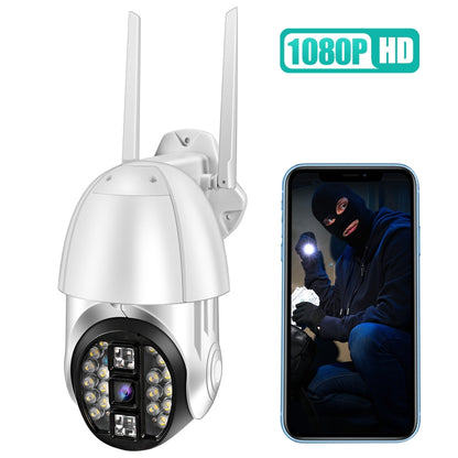 QX33 1080P Panoramic PTZ 360 องศาหมุนกล้อง WIFI รองรับทั้งกลางวันและกลางคืนสีเต็มรูปแบบและเสียงอินเตอร์คอมแบบสองทางและการตรวจจับการเคลื่อนไหวปลุกและการเล่นวิดีโอและการ์ด TF 64GB ปลั๊ก AU, QX33