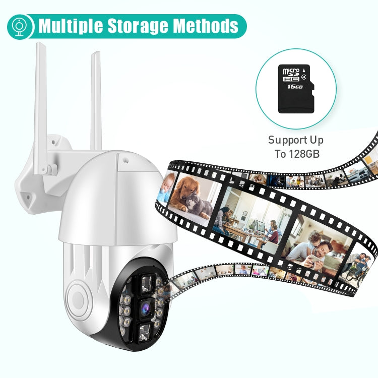 QX33 1080P Panoramic PTZ 360 องศาหมุนกล้อง WIFI รองรับทั้งกลางวันและกลางคืนสีเต็มรูปแบบและเสียงอินเตอร์คอมแบบสองทางและการตรวจจับการเคลื่อนไหวปลุกและการเล่นวิดีโอและการ์ด TF 64GB ปลั๊ก AU, QX33