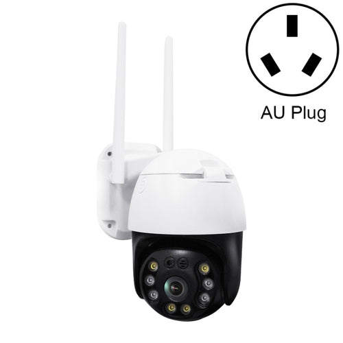 QX36 1080P 3.0MP เลนส์ 3.6 มม. IP65 กันน้ำ PTZ กล้อง 360 องศาหมุน WIFI รองรับทั้งกลางวันและกลางคืนสีเต็มรูปแบบและเสียงอินเตอร์คอมแบบสองทางและการตรวจจับการเคลื่อนไหว Humanoid และการเล่นวิดีโอและการ์ด TF 128GB ปลั๊ก AU, QX36