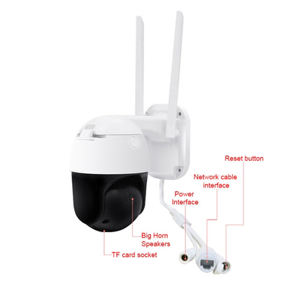 QX36 1080P 3.0MP เลนส์ 3.6 มม. IP65 กันน้ำ PTZ กล้อง 360 องศาหมุน WIFI รองรับทั้งกลางวันและกลางคืนสีเต็มรูปแบบและเสียงอินเตอร์คอมแบบสองทางและการตรวจจับการเคลื่อนไหว Humanoid และการเล่นวิดีโอและการ์ด TF 128GB ปลั๊ก AU, QX36