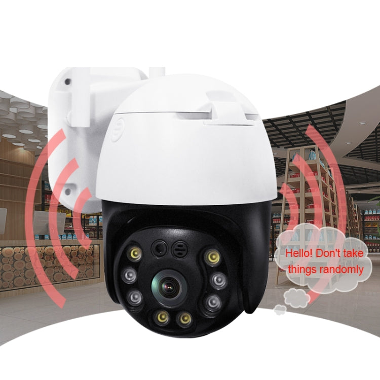 QX36 1080P 3.0MP เลนส์ 3.6 มม. IP65 กันน้ำ PTZ กล้อง 360 องศาหมุน WIFI รองรับทั้งกลางวันและกลางคืนสีเต็มรูปแบบและเสียงอินเตอร์คอมแบบสองทางและการตรวจจับการเคลื่อนไหว Humanoid และการเล่นวิดีโอและการ์ด TF 128GB ปลั๊ก AU, QX36