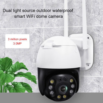QX36 1080P 3.0MP เลนส์ 3.6 มม. IP65 กันน้ำ PTZ กล้อง 360 องศาหมุน WIFI รองรับทั้งกลางวันและกลางคืนสีเต็มรูปแบบและเสียงอินเตอร์คอมแบบสองทางและการตรวจจับการเคลื่อนไหว Humanoid และการเล่นวิดีโอและการ์ด TF 128GB ปลั๊ก AU, QX36