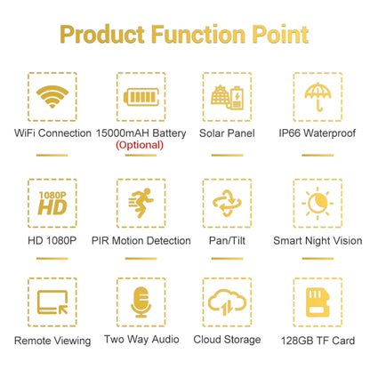 ESCAM QF280 HD 1080P IP66 กันน้ำ WiFi แผงโซลาร์เซลล์ PT กล้อง IP ไม่รวมแบตเตอรี่ รองรับการมองเห็นตอนกลางคืน / การตรวจจับการเคลื่อนไหว / การ์ด TF / เสียงสองทาง, without Battery