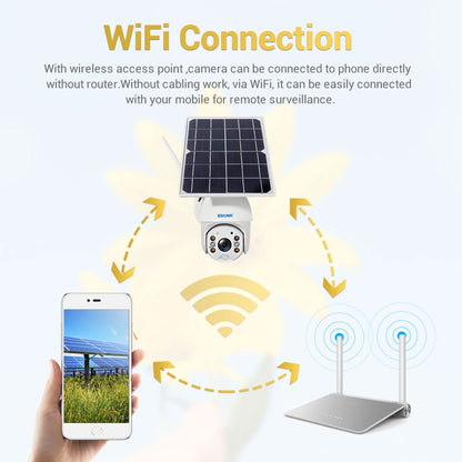 ESCAM QF280 HD 1080P IP66 กันน้ำ WiFi แผงโซลาร์เซลล์ PT กล้อง IP ไม่รวมแบตเตอรี่ รองรับการมองเห็นตอนกลางคืน / การตรวจจับการเคลื่อนไหว / การ์ด TF / เสียงสองทาง, without Battery
