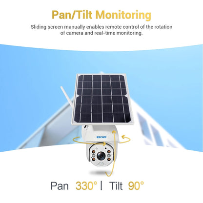 ESCAM QF280 HD 1080P IP66 กันน้ำ WiFi แผงโซลาร์เซลล์ PT กล้อง IP ไม่รวมแบตเตอรี่ รองรับการมองเห็นตอนกลางคืน / การตรวจจับการเคลื่อนไหว / การ์ด TF / เสียงสองทาง, without Battery