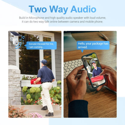 ESCAM QF480 US Version HD 1080P IP66 กันน้ำ 4G แผงโซลาร์เซลล์ PT กล้อง IP ไม่รวมแบตเตอรี่ รองรับการมองเห็นตอนกลางคืน / การตรวจจับการเคลื่อนไหว / การ์ด TF / เสียงสองทาง, without Battery(US Version)