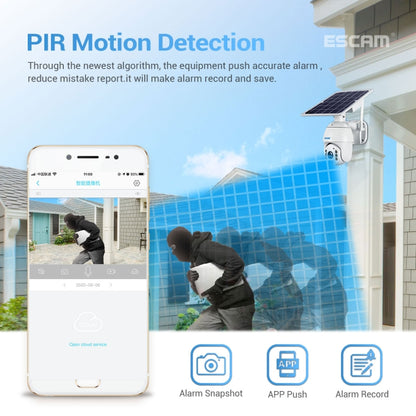 ESCAM QF480 รุ่น EU HD 1080P IP66 กันน้ำ 4G แผงเซลล์แสงอาทิตย์ PT กล้อง IP ไม่รวมแบตเตอรี่ รองรับการมองเห็นตอนกลางคืน / การตรวจจับการเคลื่อนไหว / การ์ด TF / เสียงสองทาง, without Battery(EU Version)