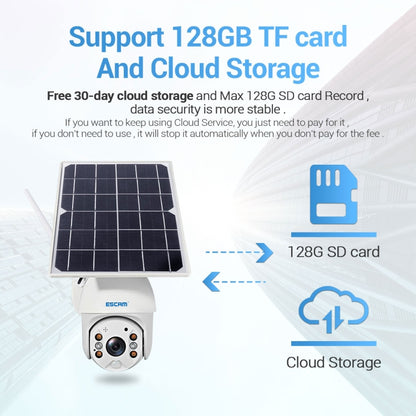 ESCAM QF480 US Version HD 1080P IP66 กันน้ำ 4G แผงโซลาร์เซลล์ PT กล้อง IP พร้อมแบตเตอรี่ รองรับการมองเห็นตอนกลางคืน / การตรวจจับการเคลื่อนไหว / การ์ด TF / เสียงสองทาง, with Battery(US Version)