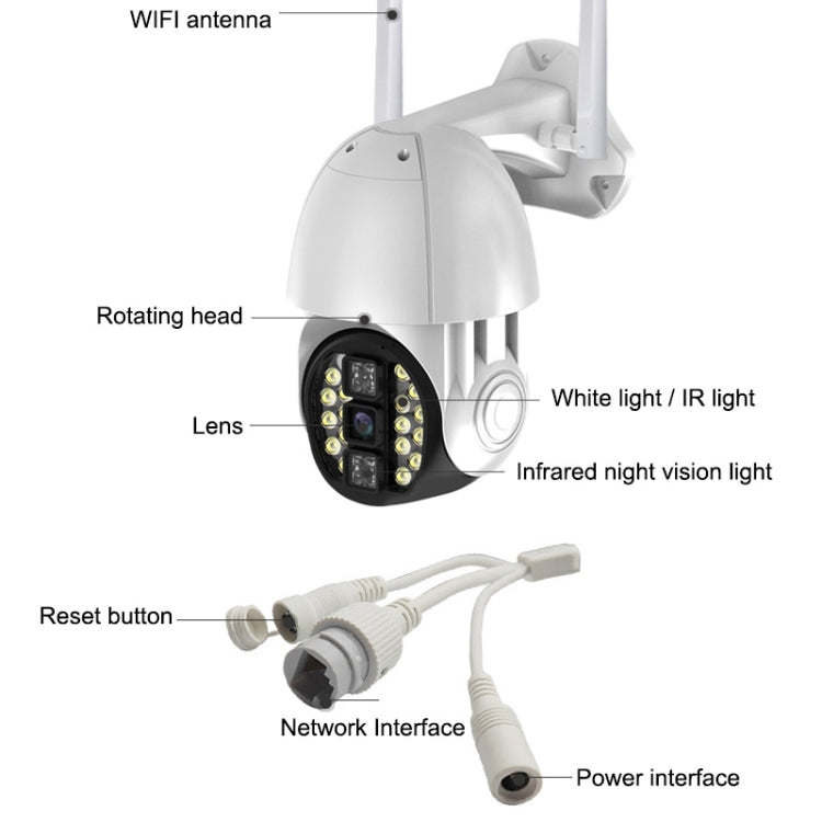 โทรศัพท์มือถือกลางแจ้ง Q20 หมุนกล้อง HD WiFi ไร้สายจากระยะไกลรองรับสามโหมดของการมองเห็นตอนกลางคืนและการตรวจจับการเคลื่อนไหววิดีโอ / สัญญาณเตือนและการบันทึกปลั๊กสหราชอาณาจักร, Q20