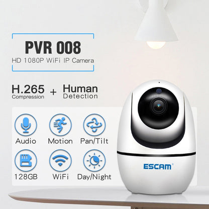 กล้อง IP ESCAM PVR008 HD 1080P WiFi รองรับการตรวจจับการเคลื่อนไหว / การมองเห็นกลางคืน ระยะ IR: 10 ม. ปลั๊ก AU, PVR008