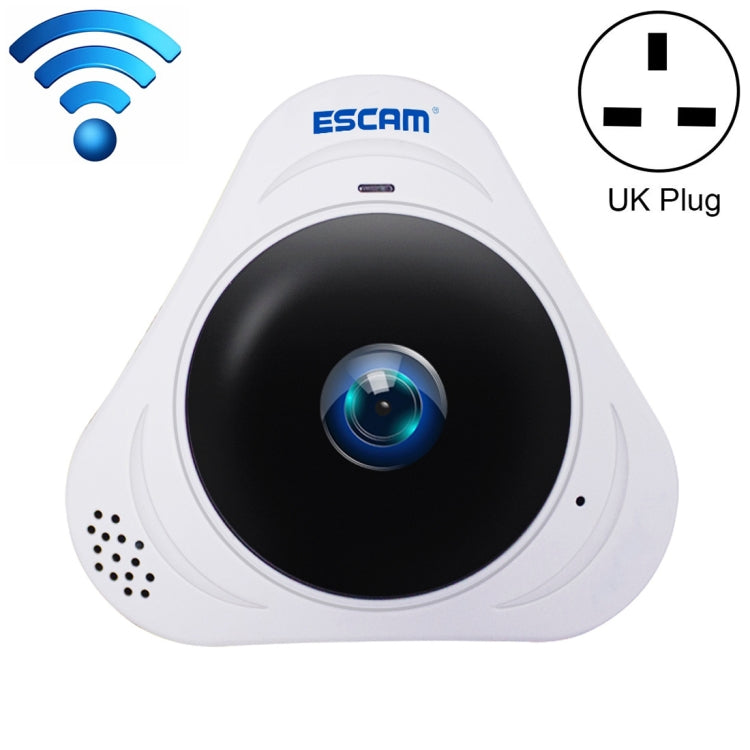 ESCAM Q8 960P 360 องศาเลนส์ Fisheye 1.3MP WiFi กล้อง IP, รองรับการตรวจจับการเคลื่อนไหว / Night Vision, ระยะ IR: 5-10m, ปลั๊ก AU, Q8 US Plug, Q8  AU Plug, Q8 EU Plug, Q8 UK Plug