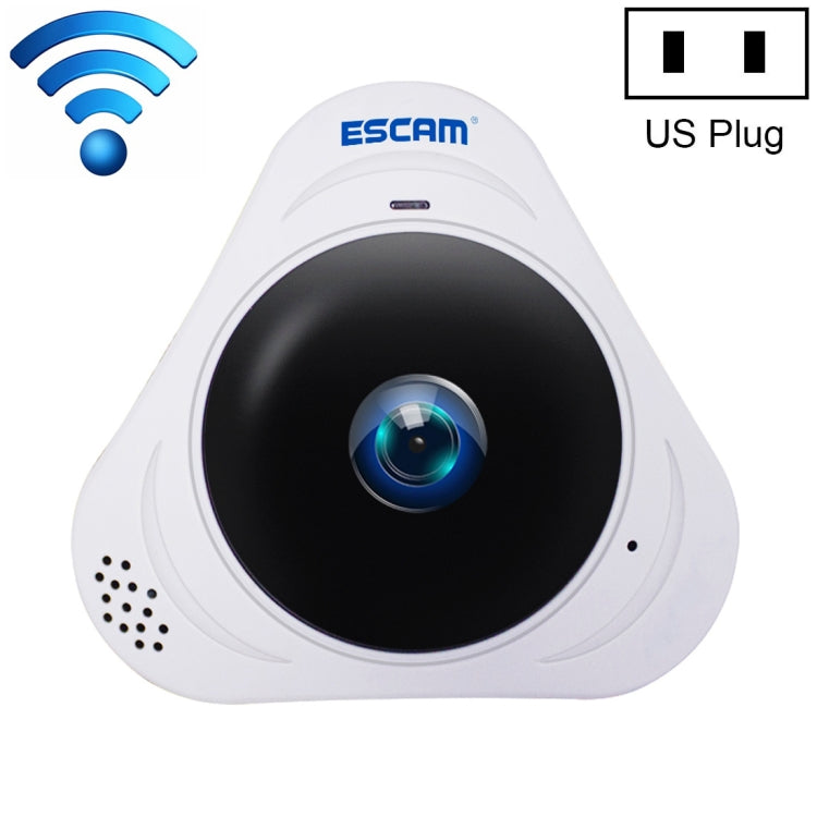 ESCAM Q8 960P 360 องศาเลนส์ Fisheye 1.3MP WiFi กล้อง IP, รองรับการตรวจจับการเคลื่อนไหว / Night Vision, ระยะ IR: 5-10m, ปลั๊ก AU, Q8 US Plug, Q8  AU Plug, Q8 EU Plug, Q8 UK Plug