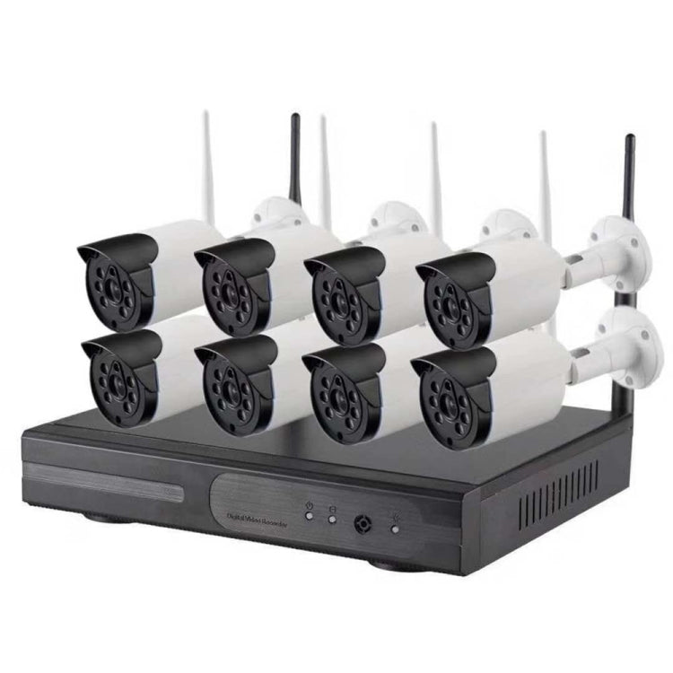 กล้อง IP Bullet IP 8CH HD 720P 1.0 ล้านพิกเซล 2.4GHz WiFi + ชุด NVR, 8CH HD