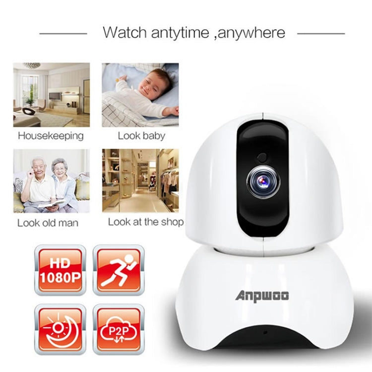 Anpwoo-YT003 2.0 Mega 3.6 มม. เลนส์มุมกว้าง 1080P กล้องสมาร์ท WIFI Monitor, รองรับ Night Vision และที่เก็บข้อมูลการขยายการ์ด TF, ปลั๊ก EU, YT003