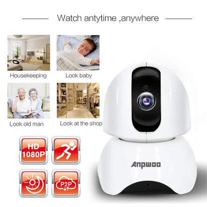 Anpwoo-YT003 2.0 Mega 3.6 มม. เลนส์มุมกว้าง 1080P กล้องสมาร์ท WIFI Monitor, รองรับ Night Vision และที่เก็บข้อมูลการขยายการ์ด TF, ปลั๊ก EU, YT003
