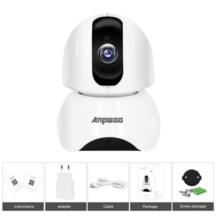 Anpwoo-YT003 2.0 Mega 3.6 มม. เลนส์มุมกว้าง 1080P กล้องสมาร์ท WIFI Monitor, รองรับ Night Vision และที่เก็บข้อมูลการขยายการ์ด TF, ปลั๊ก EU, YT003