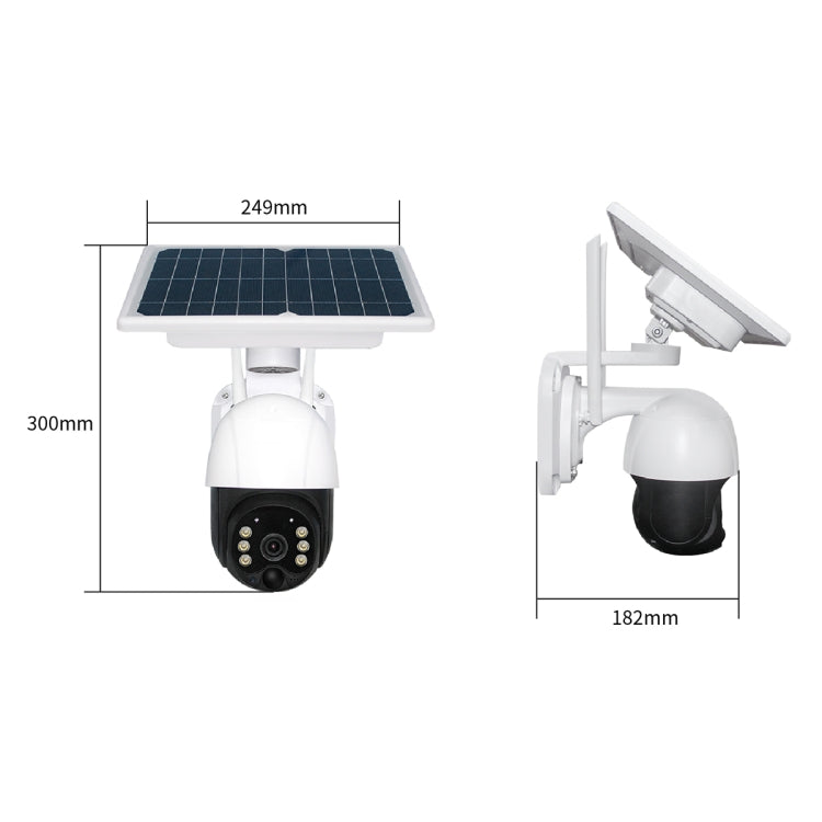 T23 2288 x 1288P กล้อง WiFi พลังงานแสงอาทิตย์ Full HD, รองรับสัญญาณเตือน PIR, การมองเห็นตอนกลางคืน, เสียงสองทาง, การ์ด TF, ไม่รวมแบตเตอรี่, Not Include Battery