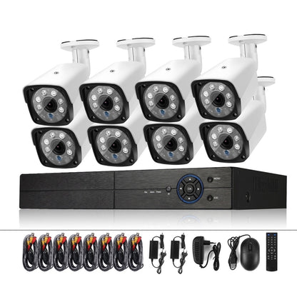 A8B3 / ชุด 8CH 1080N ระบบบันทึกภาพการเฝ้าระวังและกล้องกระสุน HD 720P 1.0MP HD รองรับการมองเห็นกลางคืนแบบอินฟราเรดและ P2P และจอภาพระยะไกลของโทรศัพท์, A8B3 / Kit 8CH White