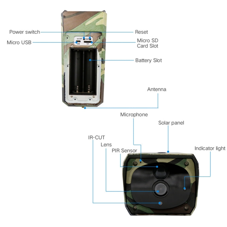 VESAFE VS-Y4 1080P HD แบตเตอรี่กล้อง IP พลังงานแสงอาทิตย์ WiFi รองรับการตรวจจับการเคลื่อนไหว PIR และการมองเห็นกลางคืนอินฟราเรดและการ์ด TF (สูงสุด 64GB), VS-Y4
