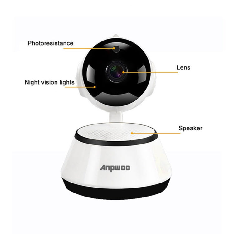 กล้อง IP Anpwoo YT001 720P HD WiFi พร้อมไฟ LED อินฟราเรด 6 ชิ้นรองรับการตรวจจับการเคลื่อนไหวและการมองเห็นตอนกลางคืนและการ์ด TF (สูงสุด 64GB), YT001
