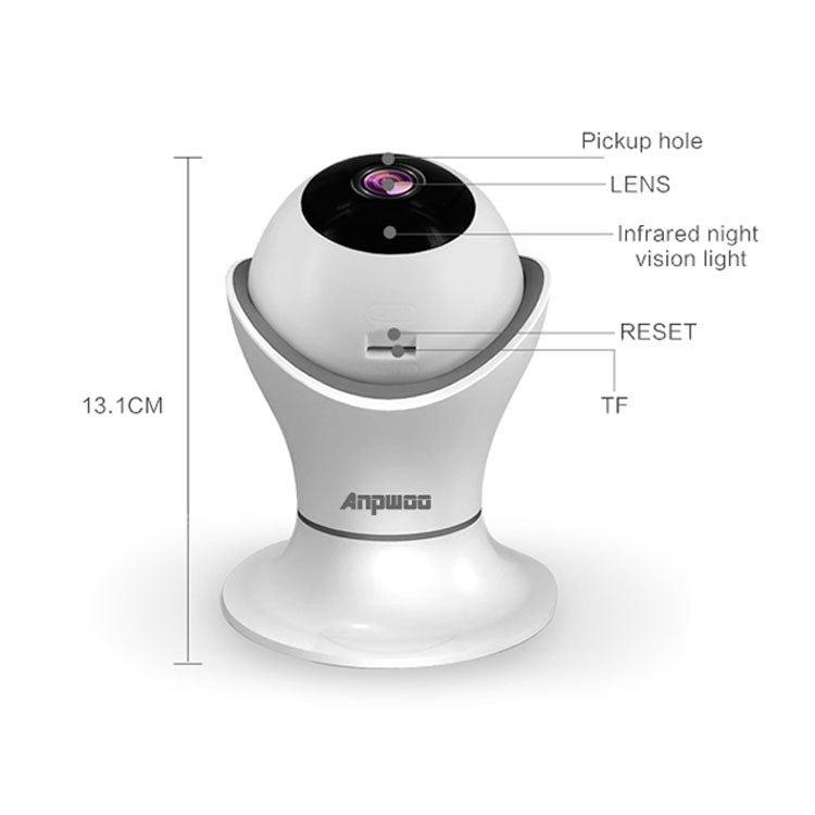 Anpwoo Hercules กล้อง IP GM8135+SC2145 1080P HD WiFi รองรับการตรวจจับการเคลื่อนไหวและการมองเห็นกลางคืนแบบอินฟราเรดและการ์ด TF (สูงสุด 128GB), Hercules