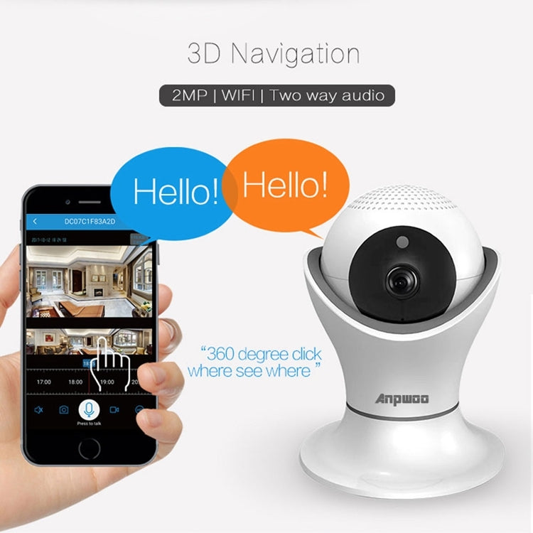 Anpwoo Hercules กล้อง IP GM8135+SC2145 1080P HD WiFi รองรับการตรวจจับการเคลื่อนไหวและการมองเห็นกลางคืนแบบอินฟราเรดและการ์ด TF (สูงสุด 128GB), Hercules
