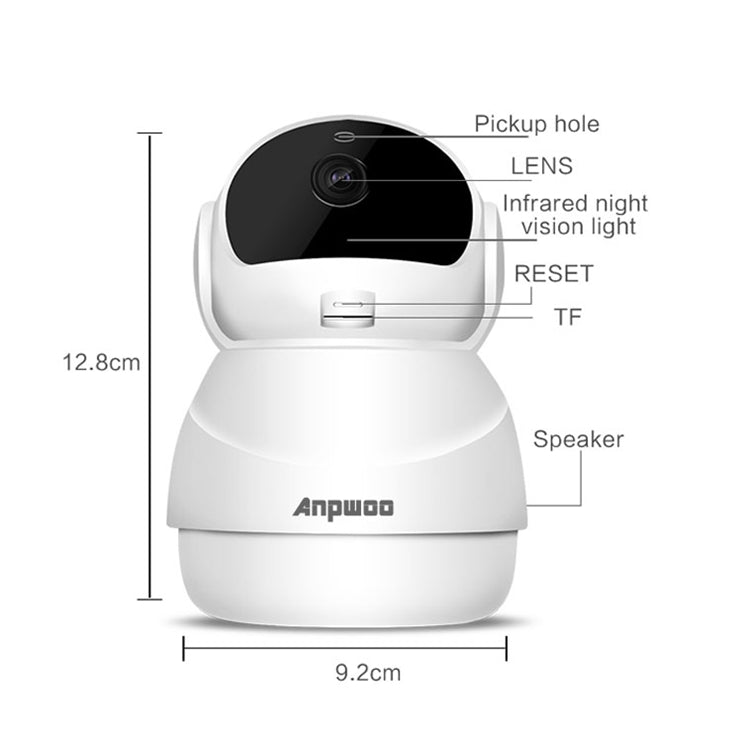 Anpwoo Warrior GM8135+SC2145 กล้อง IP HD 1080P HD WiFi รองรับการตรวจจับการเคลื่อนไหวและการมองเห็นกลางคืนแบบอินฟราเรดและการ์ด TF (สูงสุด 128GB), Warrior