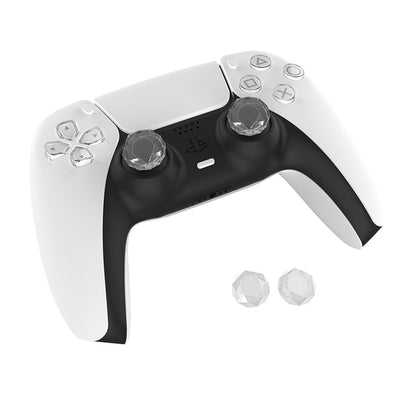 2 ชิ้น Diamond Texture Games Grip Caps สำหรับ PS5, Clear White, Green, Blue, Red