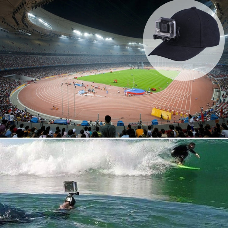 หมวกเบสบอล Topi หมวกกันแดดกลางแจ้งพร้อมที่วางขาตั้งกล้องสำหรับ GoPro & SJCAM และ Xiaomi Xiaoyi Sport Action Camera