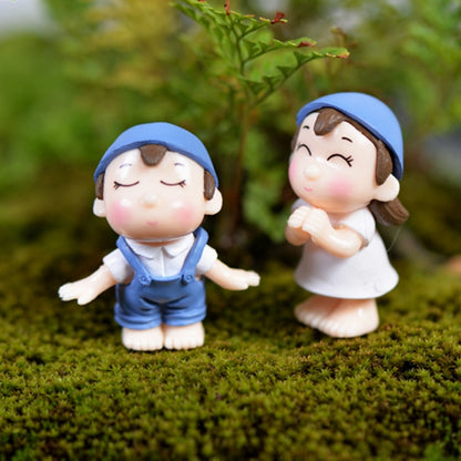 คนรักยิ้มสวนตุ๊กตาตกแต่งมอสเครื่องประดับพีวีซีภูมิทัศน์ไมโคร, Lovers Smile Blue