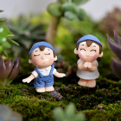 คนรักยิ้มสวนตุ๊กตาตกแต่งมอสเครื่องประดับพีวีซีภูมิทัศน์ไมโคร, Lovers Smile Blue