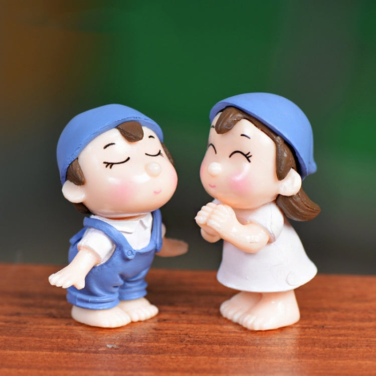 คนรักยิ้มสวนตุ๊กตาตกแต่งมอสเครื่องประดับพีวีซีภูมิทัศน์ไมโคร, Lovers Smile Blue