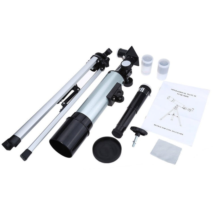 F36050 แบบพกพามืออาชีพความละเอียดสูง High Times Espace กล้องโทรทรรศน์ดาราศาสตร์ขอบเขตจำด้วยขาตั้งกล้องอลูมิเนียมอัลลอยด์ (สีเงิน), F36050