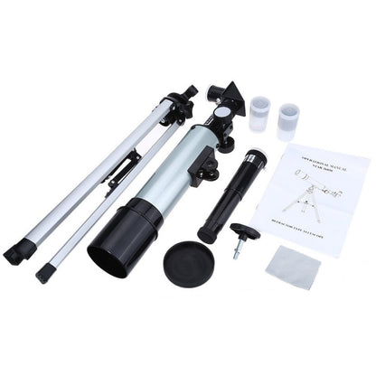 F36050 แบบพกพามืออาชีพความละเอียดสูง High Times Espace กล้องโทรทรรศน์ดาราศาสตร์ขอบเขตจำด้วยขาตั้งกล้องอลูมิเนียมอัลลอยด์ (สีเงิน), F36050
