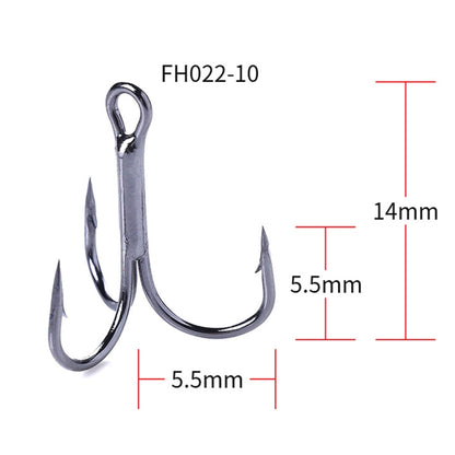 HENGJIA 20 PCS Classic Black High Carbon Steel ประมง ตะขอแหลมสามขากรรไกร, 10# FH022