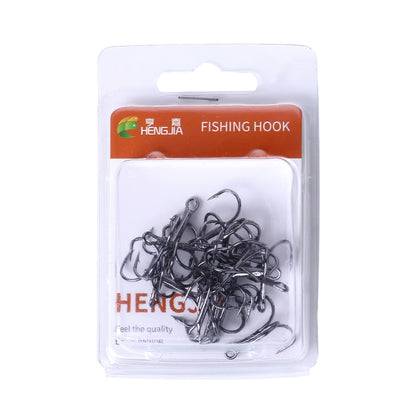 HENGJIA 20 PCS Classic Black High Carbon Steel ประมง ตะขอแหลมสามขากรรไกร, 10# FH022