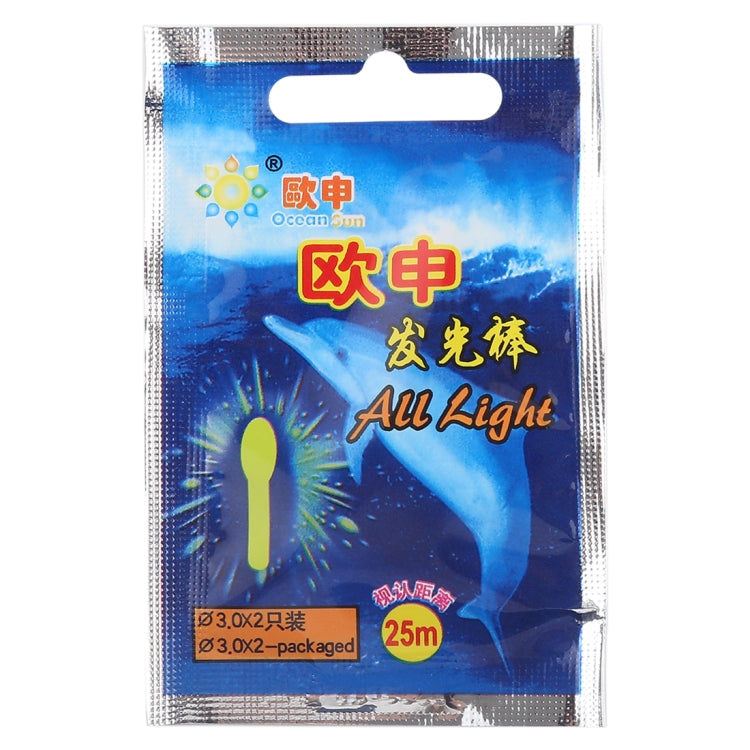 10 แพ็ค OCEAN SUN รูปร่างหลอดไฟส่องสว่างลอยตกปลากลางคืนแท่งไฟ, การมองเห็น: 25 ม., ขนาด: 3.0 x 25 มม., Bulb Shape, Visibility: 25m