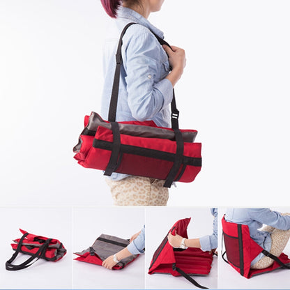 เบาะนั่งพับกลางแจ้งพร้อมพนักพิง ขนาด: 78*40*2ซม, CLS Folding Stool(Red), Folding Seat(Black)