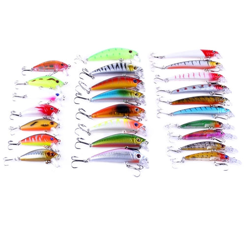 HENGJIA 26 ชิ้นเหยื่อตกปลา Minnow ชุด 4 รุ่นตกปลาเหยื่อพลาสติกแข็ง, 26 PCS