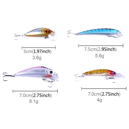 HENGJIA 26 ชิ้นเหยื่อตกปลา Minnow ชุด 4 รุ่นตกปลาเหยื่อพลาสติกแข็ง, 26 PCS