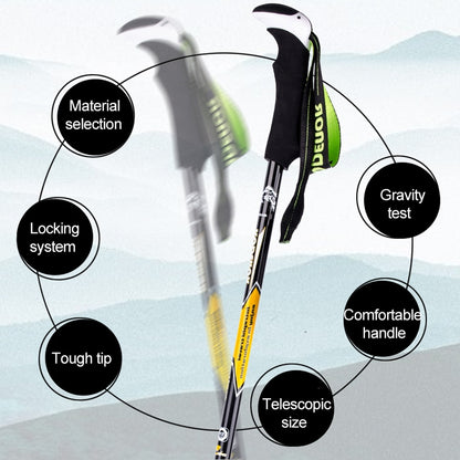 KODENOR ปีนเขากลางแจ้งแบบพกพาพับคาร์บอนไฟเบอร์ด้ามตรง Alpenstocks Trekking Poles ความยาว: 63-135CM, Length : 63-135CM (Black+green), Length : 63-135CM (Black Blue), Length : 63-135CM (Black Yellow)