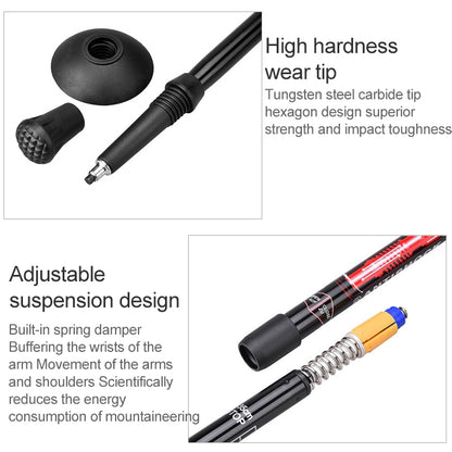 Aotu AT7551 135ซม.อลูมิเนียมอัลลอยด์กลางแจ้งCamping Corky Trekking Poles, Black#135cm, Blue#135cm, Red#135cm, Silver#135cm