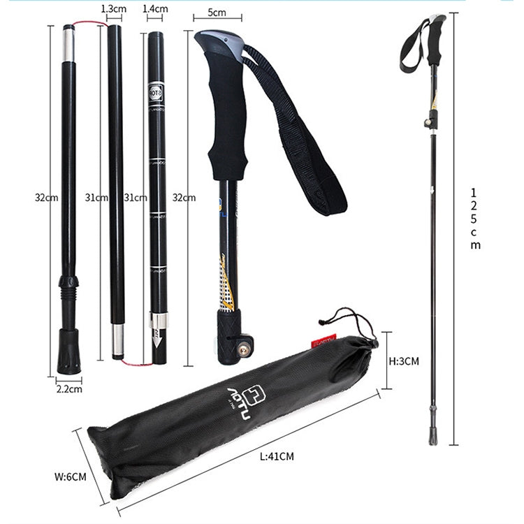 Aotu AT7558 125ซม.อลูมิเนียมกลางแจ้งCampingพับCorky Trekking Poles EVA Handle Alpenstock, AT7558
