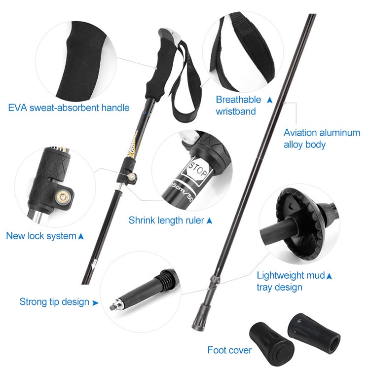 Aotu AT7558 125ซม.อลูมิเนียมกลางแจ้งCampingพับCorky Trekking Poles EVA Handle Alpenstock, AT7558