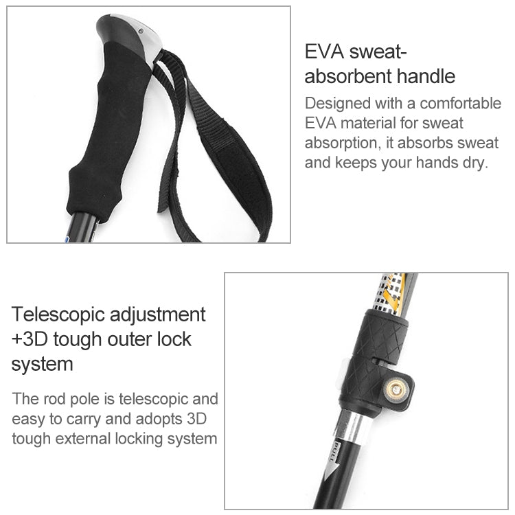 Aotu AT7558 125ซม.อลูมิเนียมกลางแจ้งCampingพับCorky Trekking Poles EVA Handle Alpenstock, AT7558